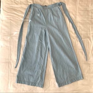 Blue Striped Flowy Pants